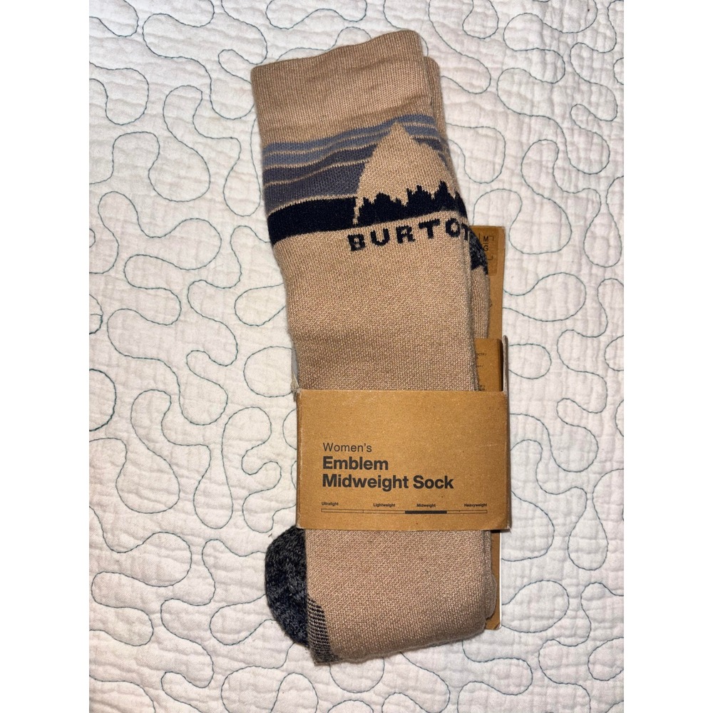 Burton Women Emblem Midweight Snowboard Ski Socks Summit Taupe M/L (7-10)